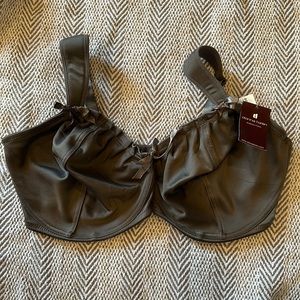 Donna L’oren steel grey gray 42DD bra bow accents